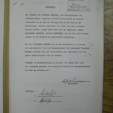 ERASMUS Casper Jan Hendrik - oorlede 3 Jan 1966