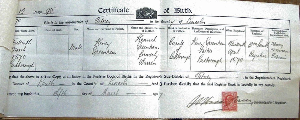 1907 TAB MHG 09203 GREENHAM HELEN MARIA 11 1907 TAB MHG 09203 GREENHAM HELEN MARIA 11