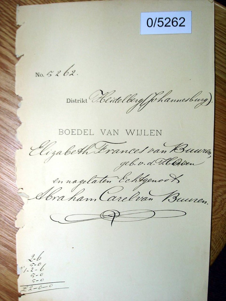 0-5262 HOEVEN VD Elizabeth Frances _01 0-5262 HOEVEN VD Elizabeth Frances _01
