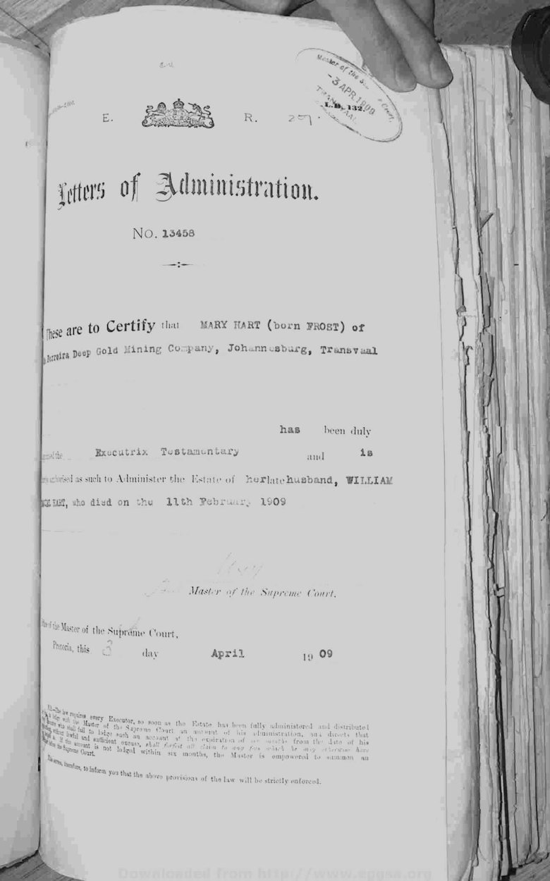 1909 TAB MHG 13458 HART WILLIAM DANIEL 07 1909 TAB MHG 13458 HART WILLIAM DANIEL 07