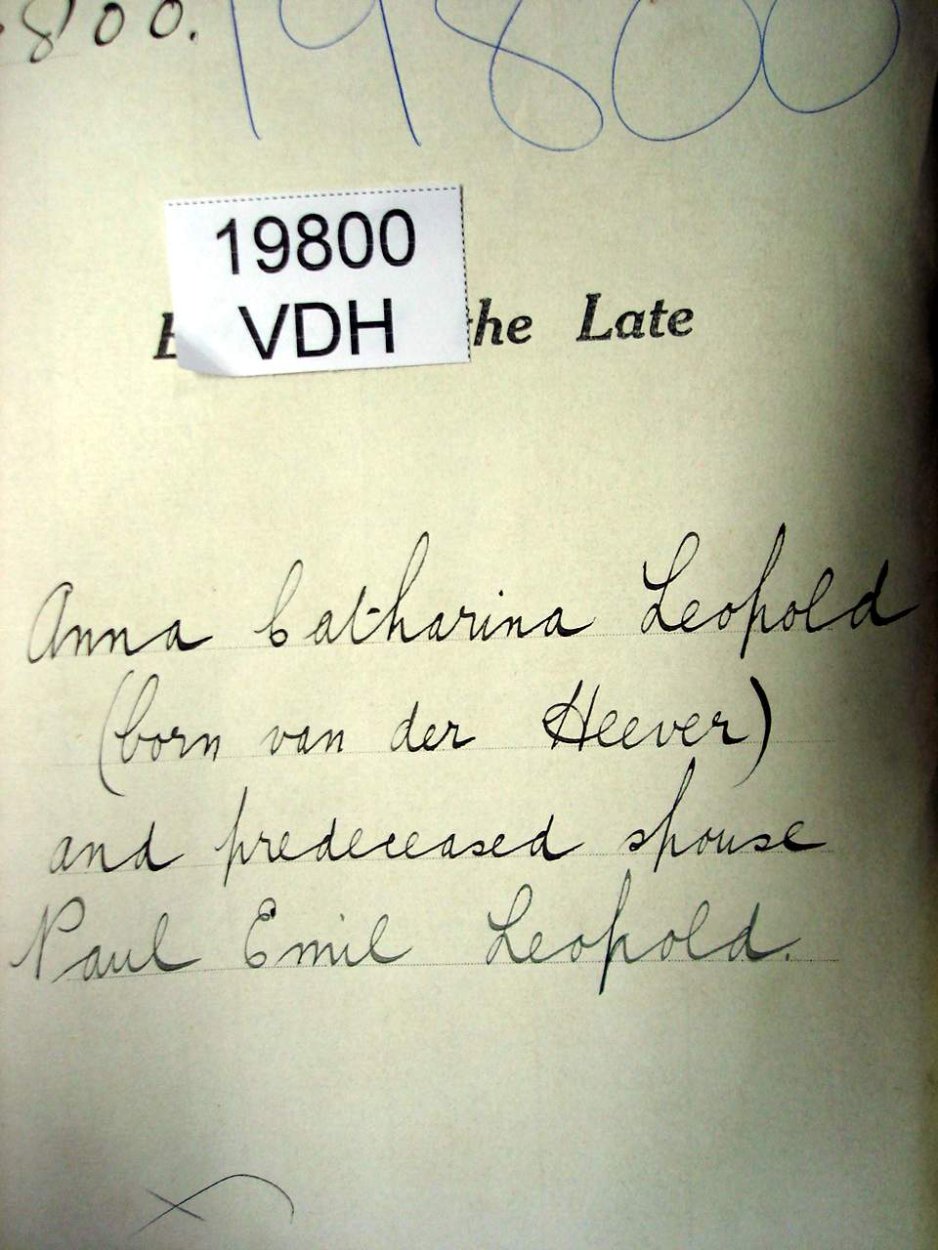 19800 HEEVER LEOPOLD a 19800 HEEVER LEOPOLD a