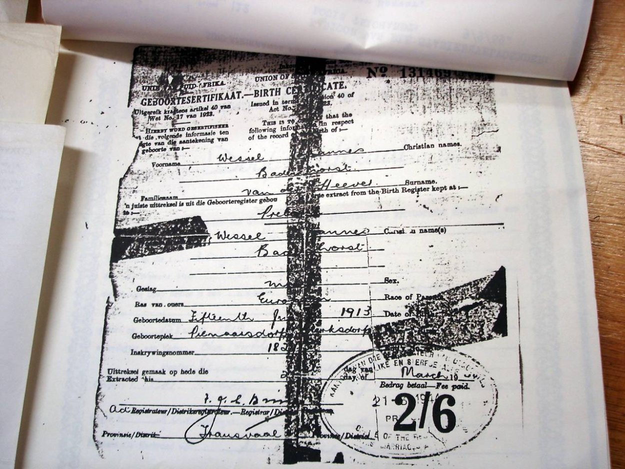 2938-48 VD HEEVER Wessel Johannes Badenhorst a45 2938-48 VD HEEVER Wessel Johannes Badenhorst a45