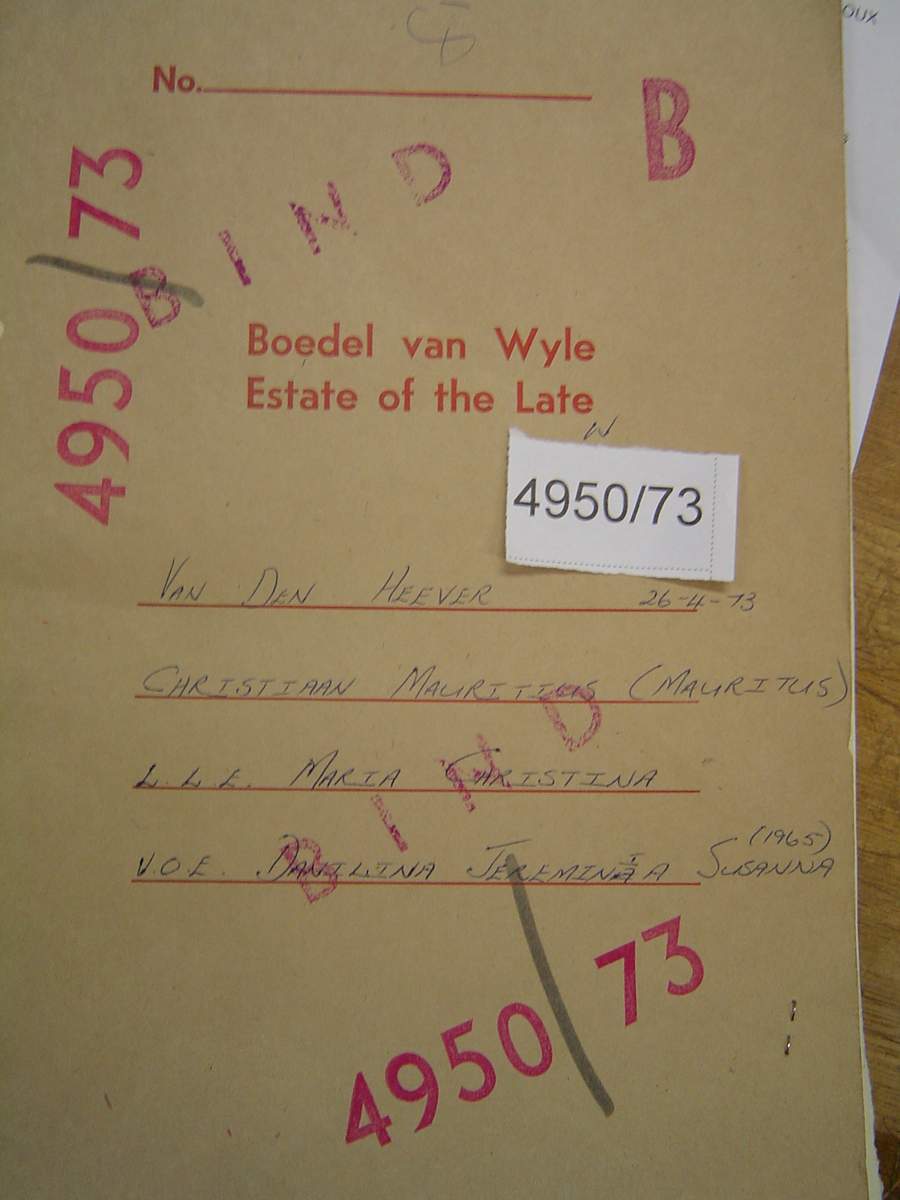 4950-73 VD HEEVER Christiaan Mauritius (Mauritus)_01 4950-73 VD HEEVER Christiaan Mauritius (Mauritus)_01