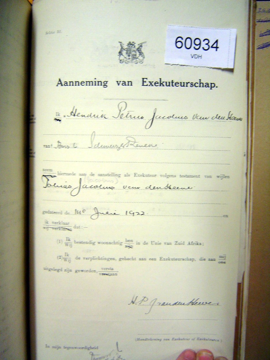 60934 HEEVER VD Tobias Jacobus _04 60934 HEEVER VD Tobias Jacobus _04