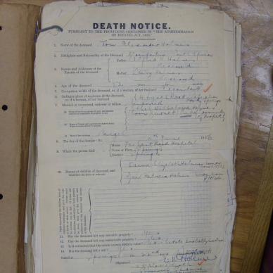 HOLMES Tom Alexander - died 11 June 1956