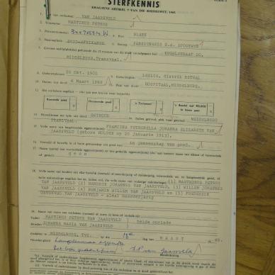 JAARSVELD Marthinus Petrus VAN - died 6 Mar 1969