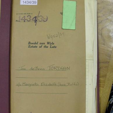 JORDAAN Jan De Bruin -  oorlede 26 Feb 1939