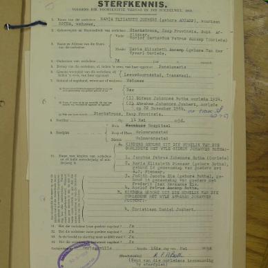 JOUBERT Elizabeth Maria formerly BOTHA born AUCAMP - died 14 May 1958