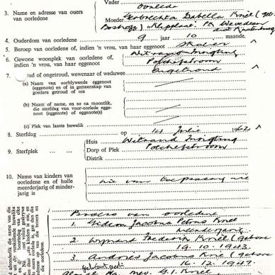 KRIEL Johanna Martha - died 14 Jul 1962