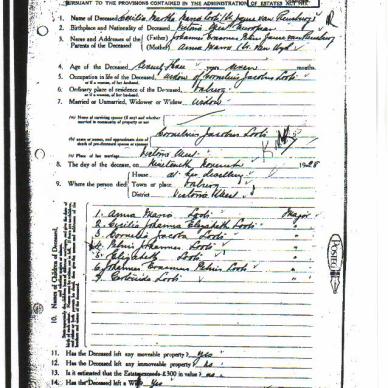 LOOTS Cecilia Martha Maria born JANSE VAN RENSBURG - died 19 Nov 1928 LOOTS Cecilia Martha Maria born JANSE VAN RENSBURG - died 19 Nov 1928