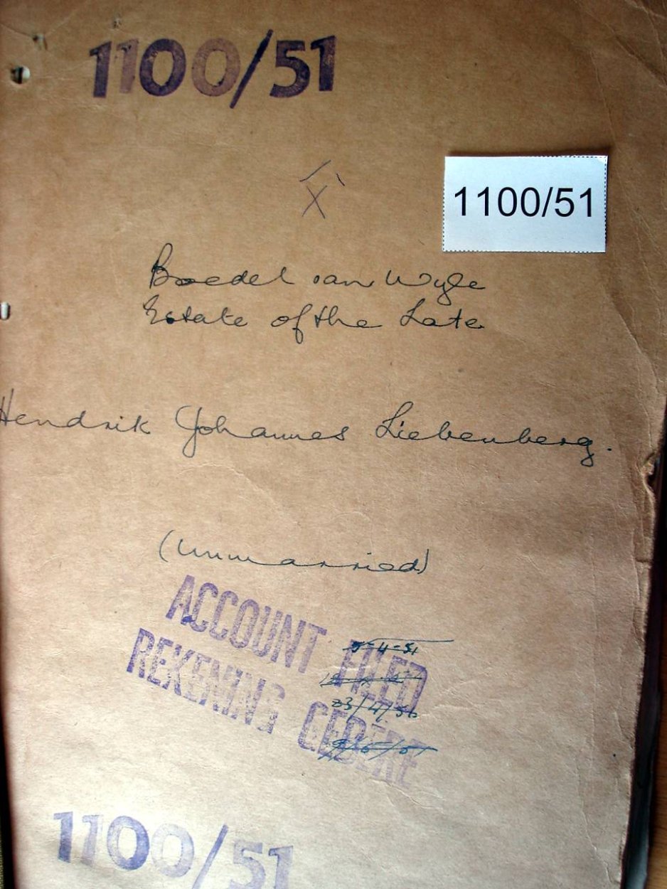 1100-51 LIEBENBERG Hendrik Johannes a 1100-51 LIEBENBERG Hendrik Johannes a