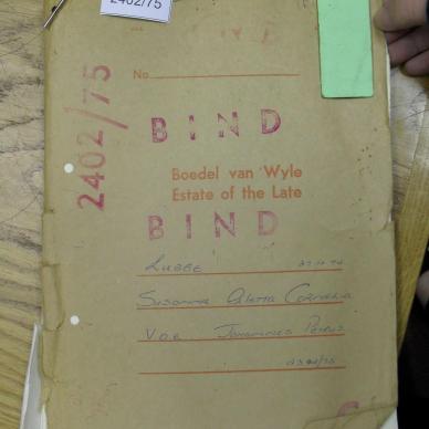 LUBBE Susanna Aletta Cornelia born DE BEER - died 27 December 1974