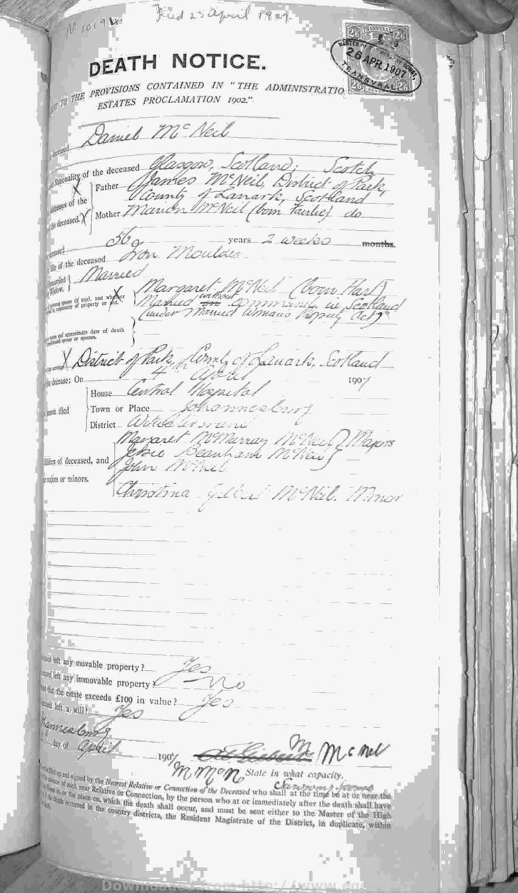 1907 TAB MHG 10194 MCNELL DANIEL 03 1907 TAB MHG 10194 MCNELL DANIEL 03