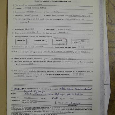 MYBURGH Jacobus Cornelis Petrus - died 29 Mar 1972