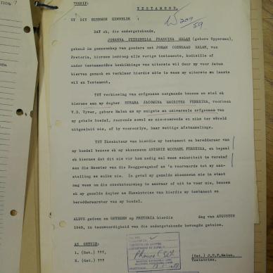 MALAN Johanna Petronella Francina  nee OPPERMAN - oorlede 31 Des 1958