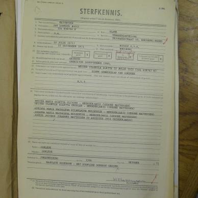 MATTHYSEN Jan Lodewyk Boois - died 22 Sep 1971