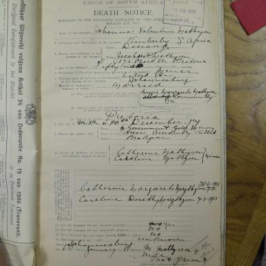 MATHYSEN Johannes Valentine - died 11 Dec 1917