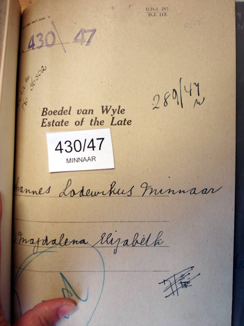 430-47 MINNAAR Johannes Lodewikus a 430-47 MINNAAR Johannes Lodewikus a