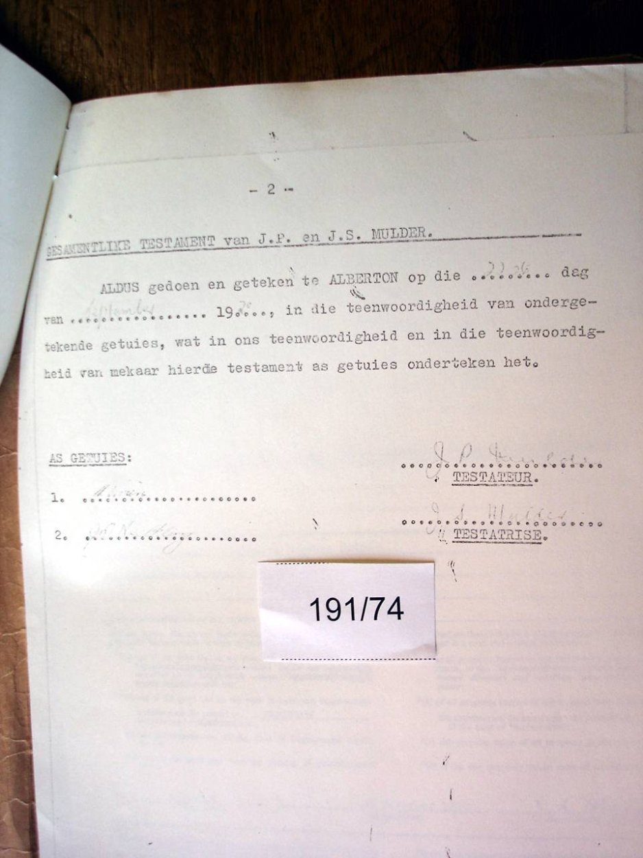 191-74 MULDER Johannes Petrus d 191-74 MULDER Johannes Petrus d
