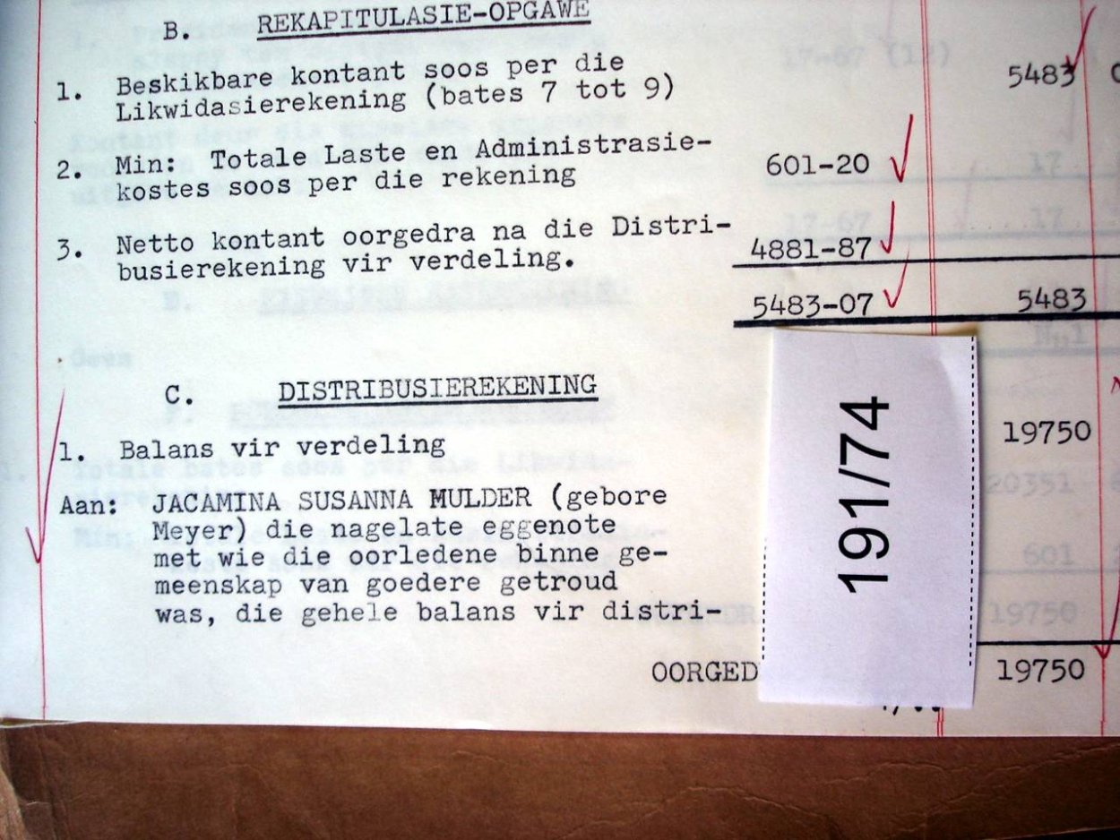 191-74 MULDER Johannes Petrus e 191-74 MULDER Johannes Petrus e