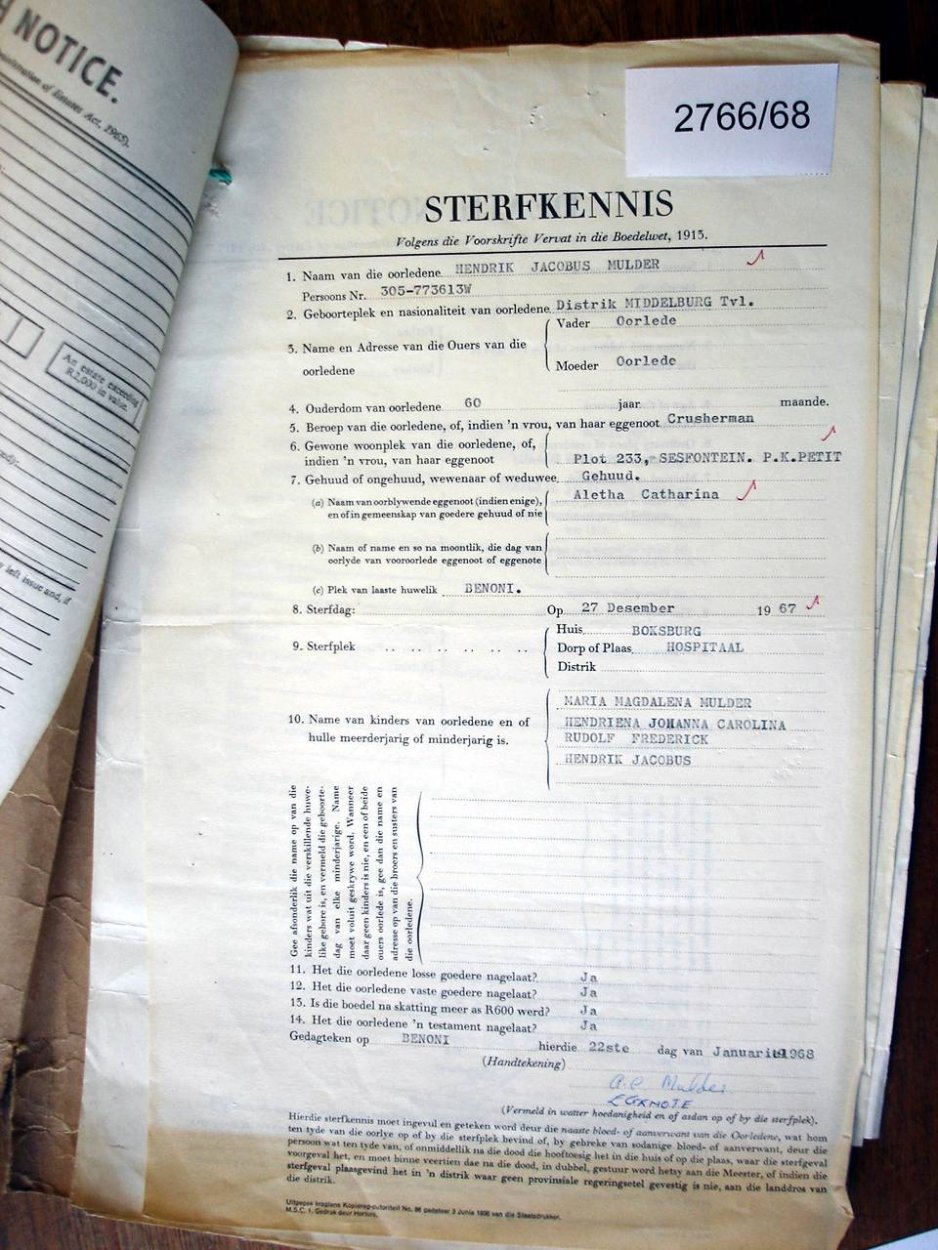 2766-68 MULDER Hedrik Jacobus c 2766-68 MULDER Hedrik Jacobus c