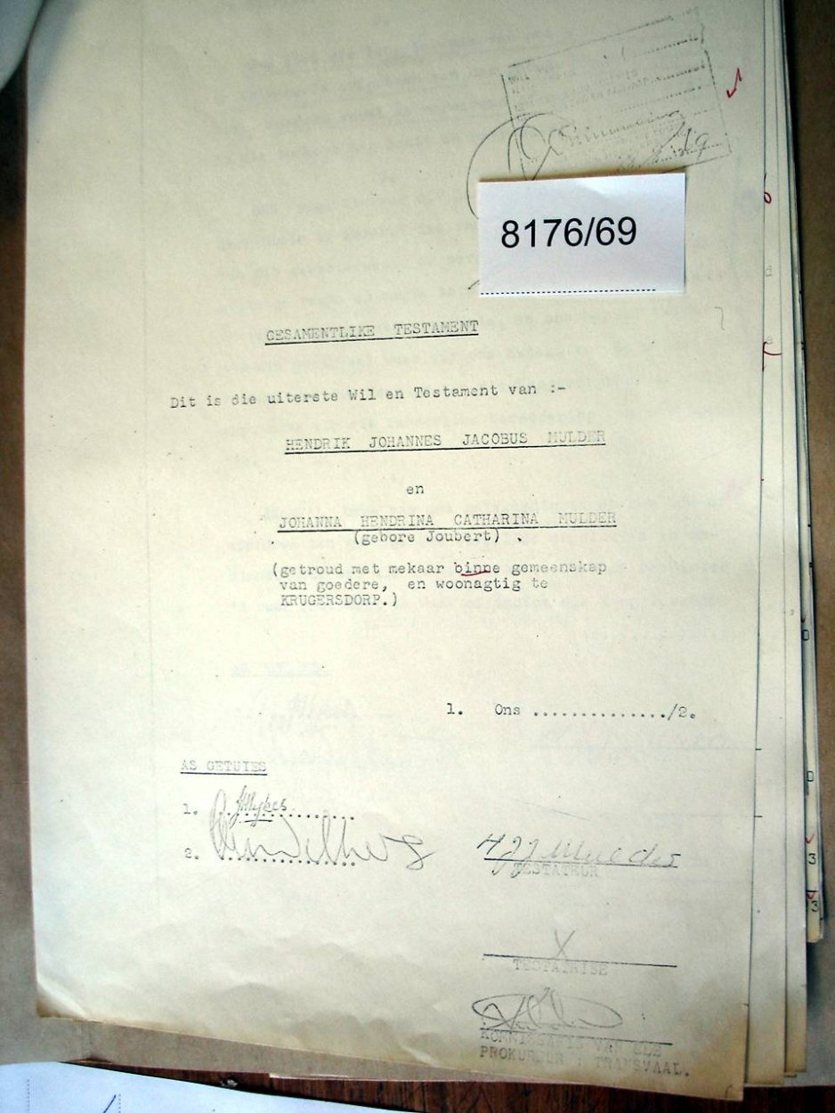 8176-69 MULDER Hendrik Johannes Jacobus c 8176-69 MULDER Hendrik Johannes Jacobus c