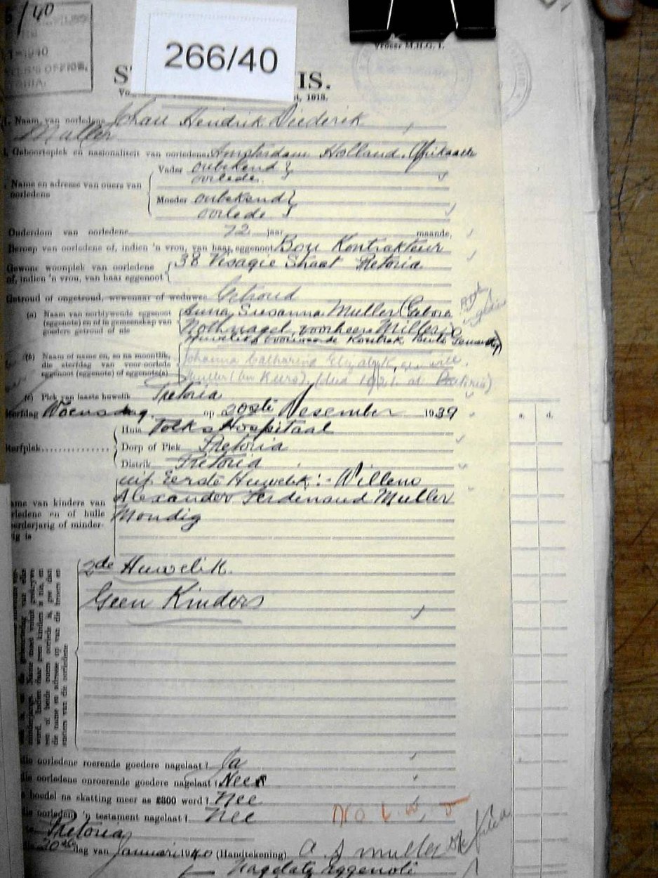 266-40 MULLER Johan Hendrik Diederik b 266-40 MULLER Johan Hendrik Diederik b