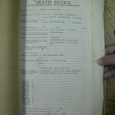 NEL Philip Jacobus - died 4 Dec 1948