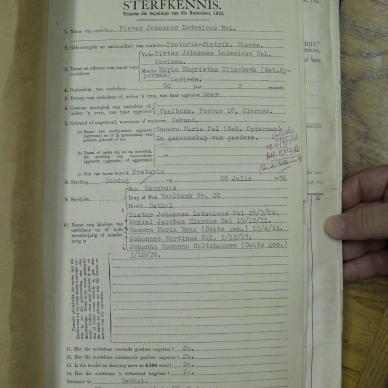 NEL Pieter Johannes Lodewicus - died 29 Jul 1956