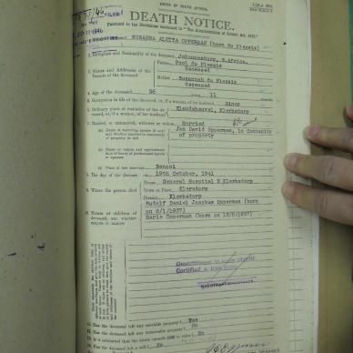 OPPERMAN Susanna Aletta born DU PLESSIS - died 19 Oct 1941