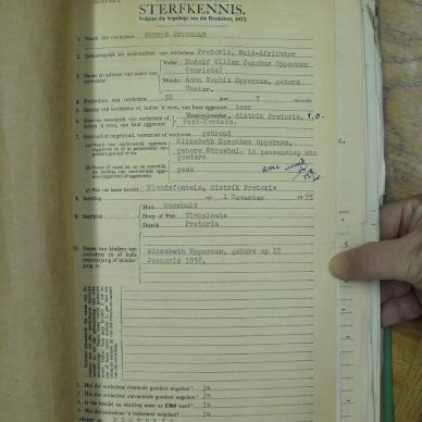 OPPERMAN Petrus - died 1 Nov 1955