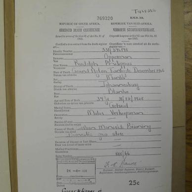 OPPERMAN Rudolph Philippus - oorlede 27 Des 1966