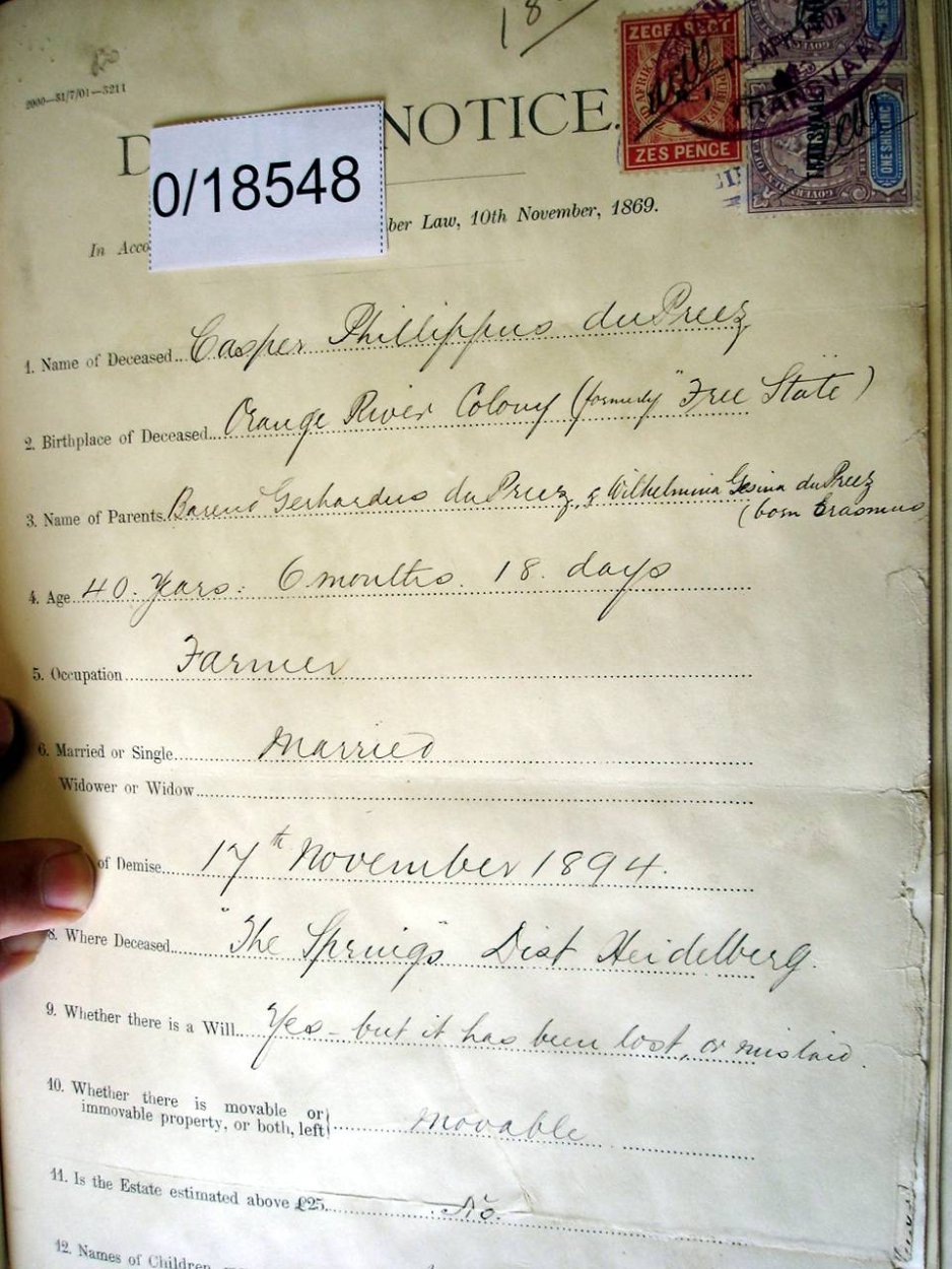 0-18548 DU PREEZ Casper Phillippus b 0-18548 DU PREEZ Casper Phillippus b