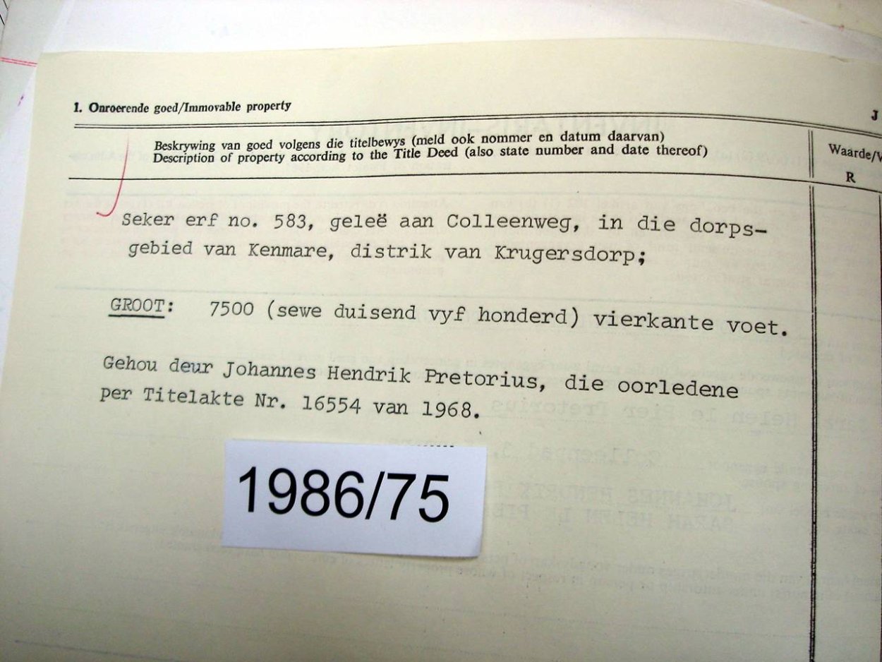 1986-75 PRETORIUS Johannes Hendrik _13 1986-75 PRETORIUS Johannes Hendrik _13