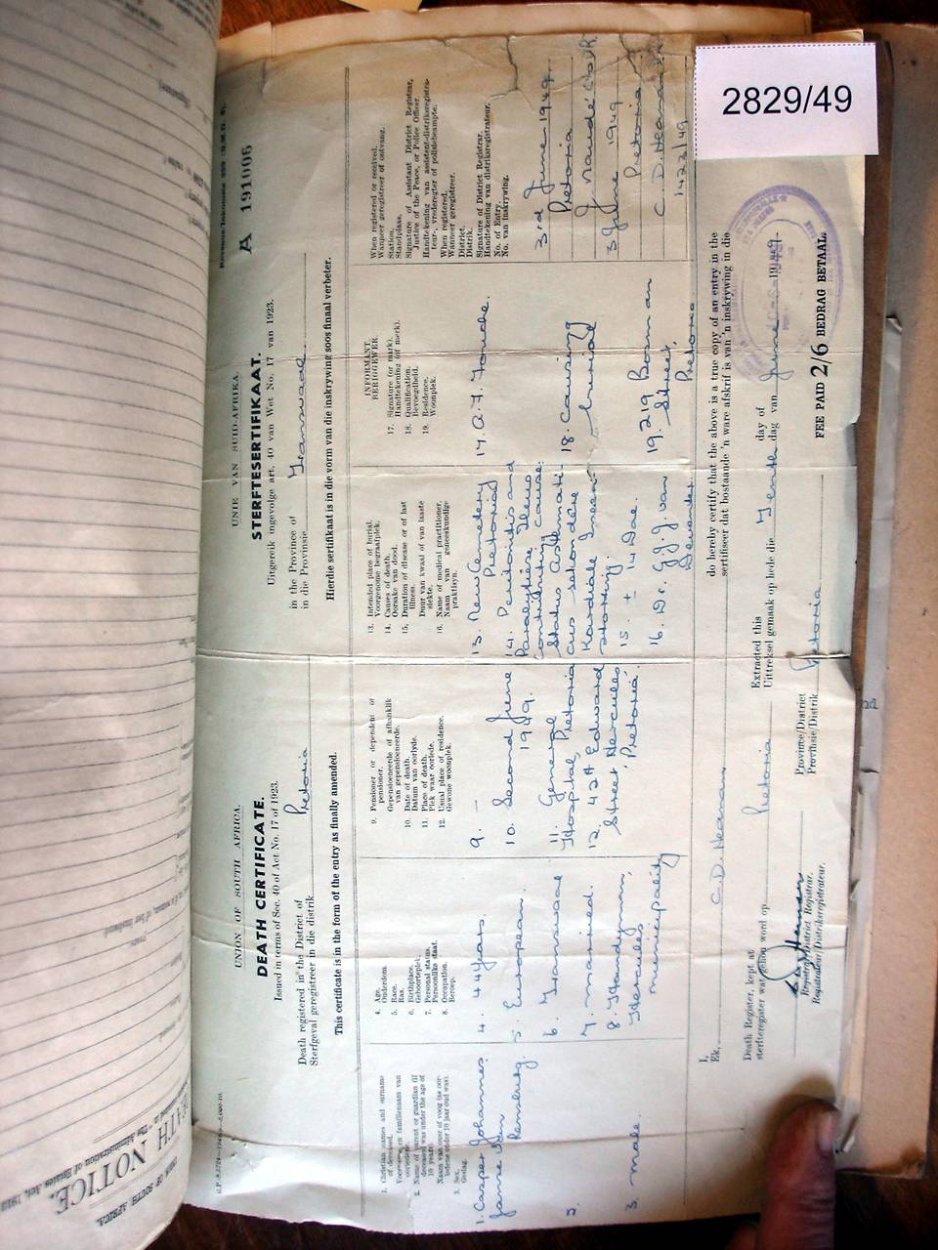 2829-49 J VAN RENSBURG Casper Johannes d 2829-49 J VAN RENSBURG Casper Johannes d