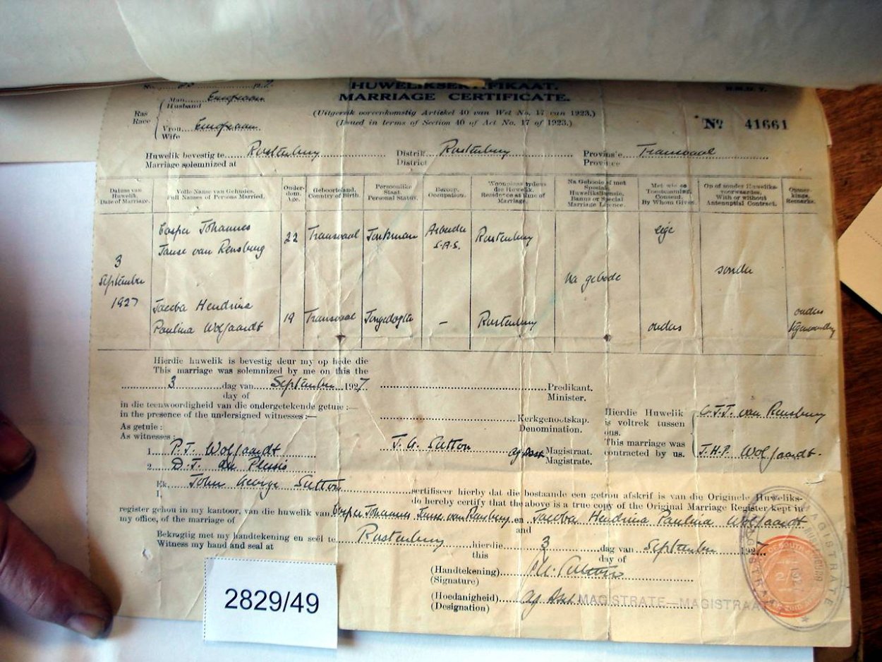2829-49 J VAN RENSBURG Casper Johannes e 2829-49 J VAN RENSBURG Casper Johannes e