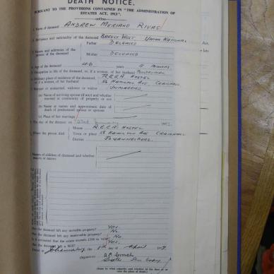 RIVAS Andrew Meriano - died 23 Jan 1957