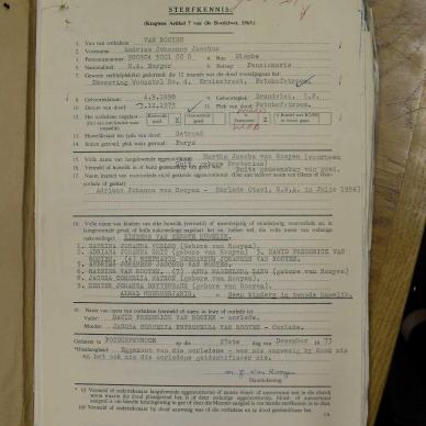 ROOYEN Andries Johannes Jacobus VAN - oorlede 3 Des 1973