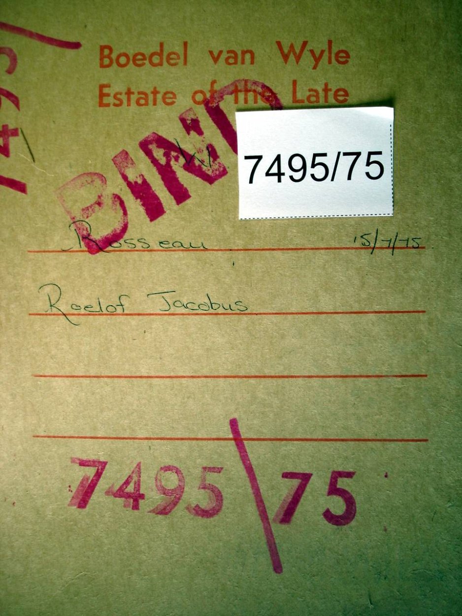 7495-75 ROUSSEAU Roelof Jacobus a 7495-75 ROUSSEAU Roelof Jacobus a