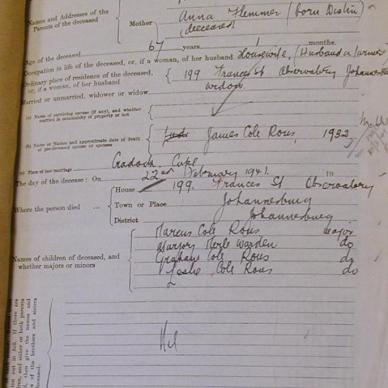 ROUS Anna Louise born FLEMMER - died 22 Feb 1941