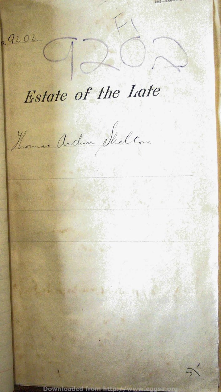 1907 TAB MHG 09202 SHELTON THOMAS ARTHUR 01 1907 TAB MHG 09202 SHELTON THOMAS ARTHUR 01