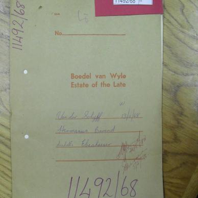 SCHYFF Hermanus Barend VAN DER - died 13 Nov 1968