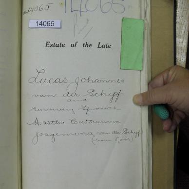 SCHYF Lucas Johannes VAN DER - died 31 May 1909