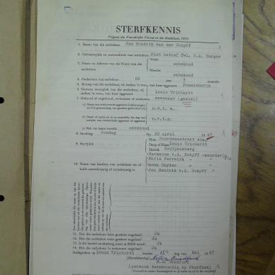 SCHYFF Jan Hendrik VAN DER - died 30 Apr 1967
