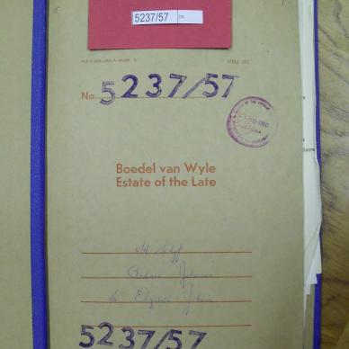 SCHYFF Andries Johannes VAN DER - died 2 Aug 1957