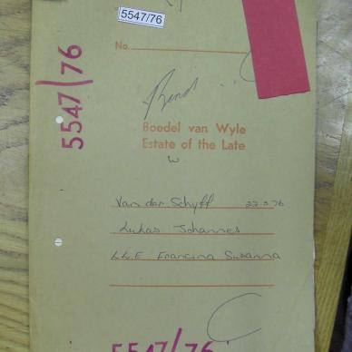 SCHYFF Lukas Johannes VAN DER - died 22 Mar 1976