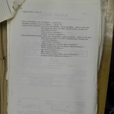 SCHYF Dirk Johannes VAN DER  - died 17 Sep 1952