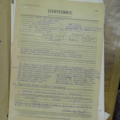 SCHYFF Jan Augustus VAN DER - died 15 Jul 1971