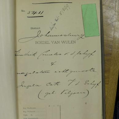 SCHYF Hendrik Cornelis VAN DER - died 28 Apr 1890