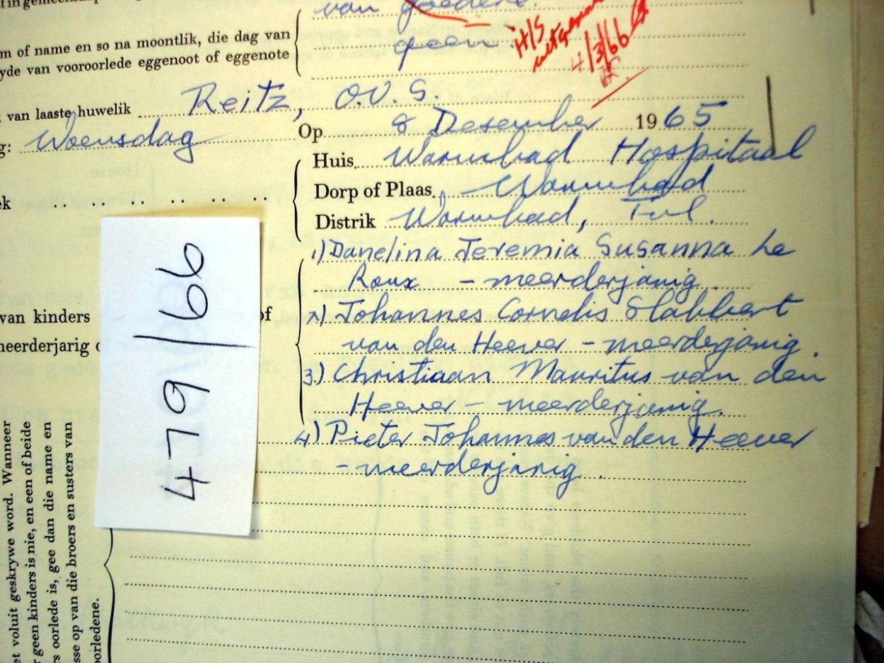 479-66 SLABBERT Danelina Jeremia Susanna c 479-66 SLABBERT Danelina Jeremia Susanna c